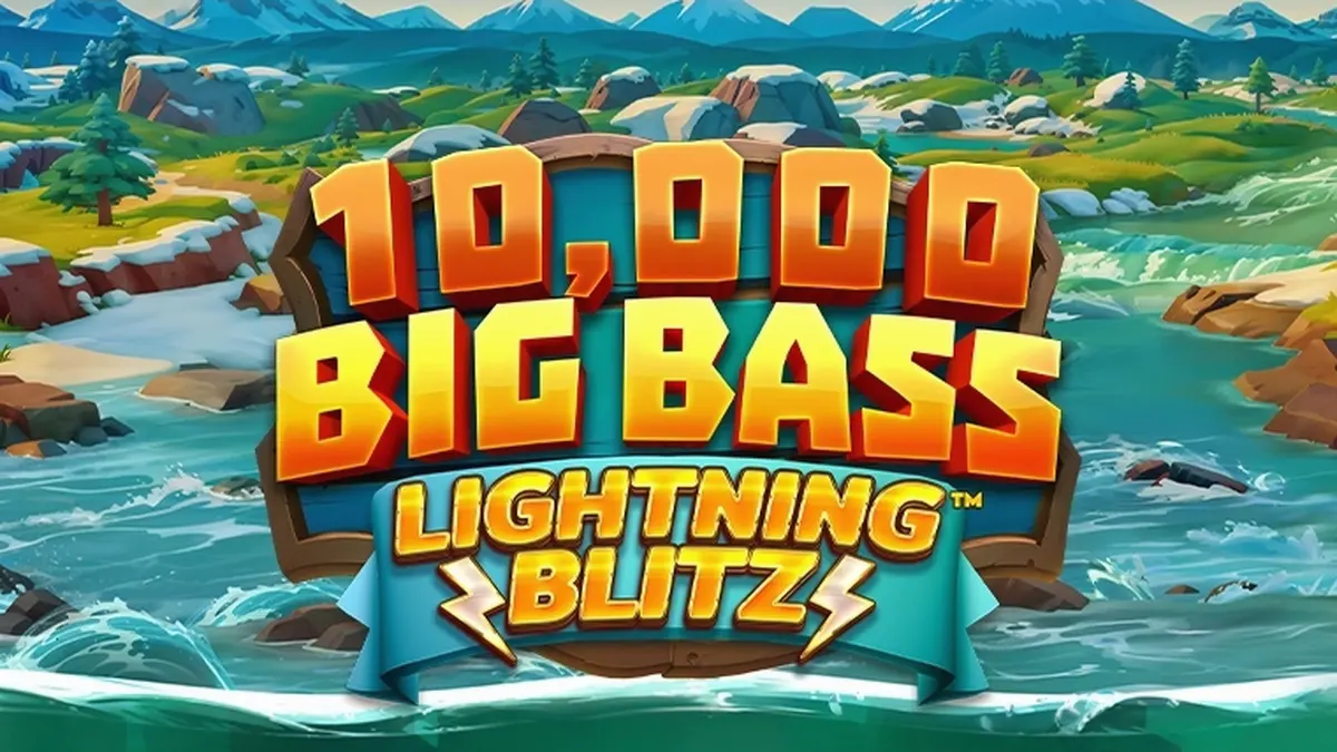 Interface do jogo 10,000 Big Bass Lightning Blitz da ReelPlay